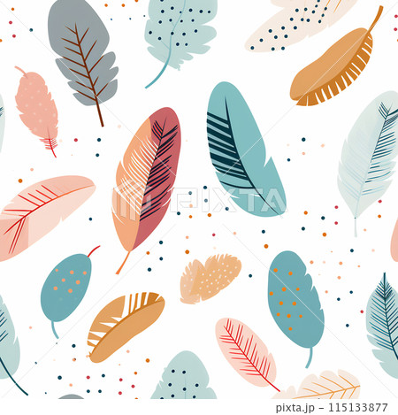 Minimalist Feather Print with Polka Dots 115133877