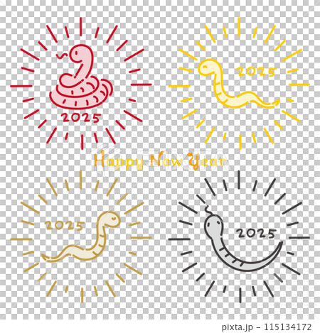2025 Year of the Snake New Year's card Pop snake illustration and stylish frame 115134172