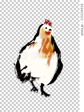 懷舊鄉村日式手寫毛筆插畫的雞母雞 懷舊鄉村日式手寫毛筆插畫的雞母雞 115134319