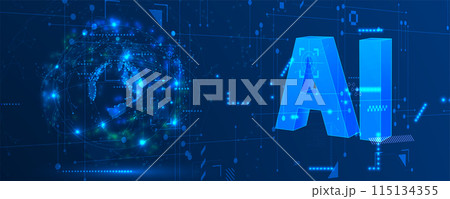 Abstract Artificial intelligence. Cloud computing. Machine learning. Technology web background. Virtual concept futuristic background. Vector art. Abstract Artificial intelligence. Cloud computing. Machine learning. Technology web background. Virtual concept futuristic background. Vector art. 115134355