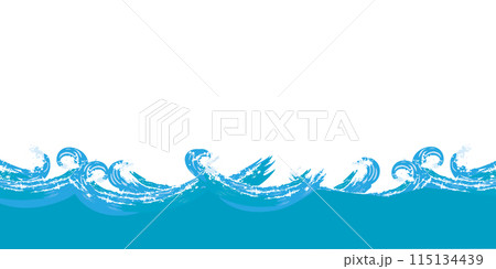 波イメージ　筆タッチイラスト 115134439