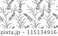 lavender floral pattern black and white illustration 115134916