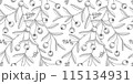 olive tree pattern black and white illustration 115134931