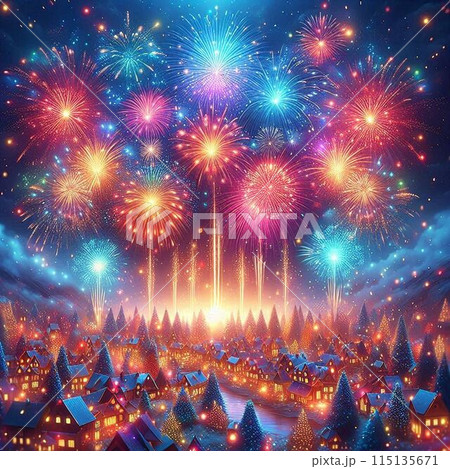 夏の夜空に輝く打ち上げ花火2 夏の夜空に輝く打ち上げ花火2 115135671