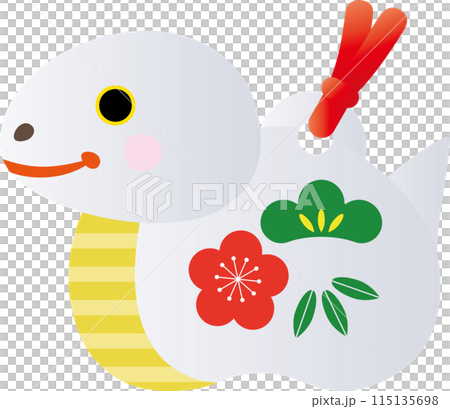笑う可愛いヘビの土鈴のイラスト 115135698