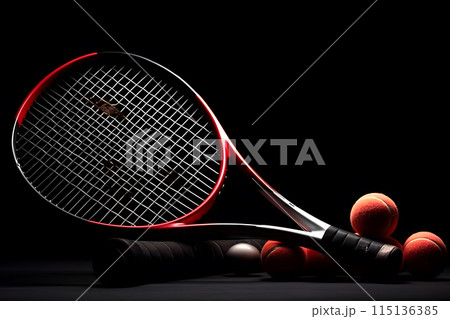A shot of a tennis racket and a tennis ball. Neural network AI generated art 115136385