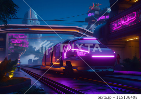 Metro future neon in synthwave style. Neural network AI generated art 115136408