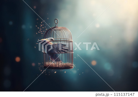 Bird in a cage. Neural network AI generated art 115137147