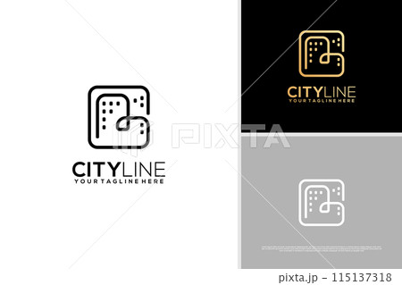 Minimalist city line construction logo design concept, real estate logo design template 115137318