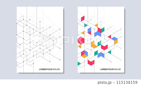 Creative idea of modern design with abstract geometric background. Minimalistic vector texture with polygonal pattern. Template for cover brochure, layout, flyer, book, banner. 115138159