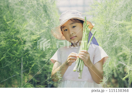 野菜の収穫を楽しむ子供 野菜の収穫を楽しむ子供 115138368