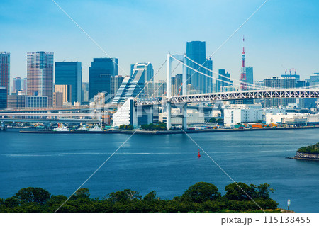 Tokyo Bay with the Rainbow Bridge, Odaiba 115138455
