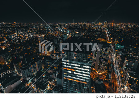 Shibuya, Tokyo, Japan at night from above 115138528