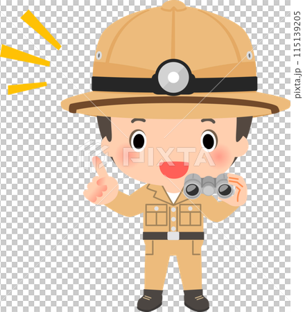 一名身穿探險服、手持雙筒望遠鏡的男子 115139205