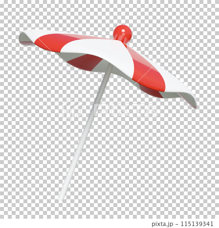 3d beach umbrella or parasol isolated. summer travel concept, 3d render illustration 3d beach umbrella or parasol isolated. summer travel concept, 3d render illustration 115139341