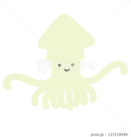 淡い色のかわいいイカのイラスト 淡い色のかわいいイカのイラスト 115139490