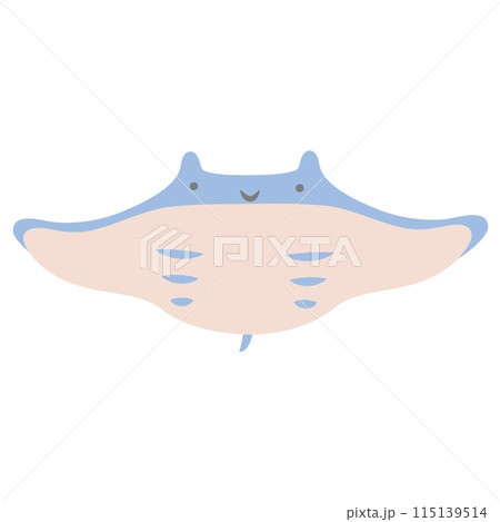 淡い色のかわいいマンタのイラスト 淡い色のかわいいマンタのイラスト 115139514