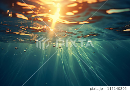 Sun shining through water Sun shining through water 115140293