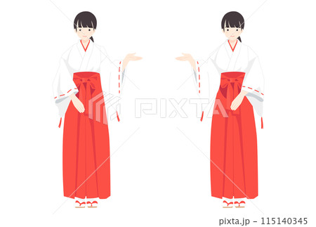 案内する神社の巫女さんのイラスト 案内する神社の巫女さんのイラスト 115140345