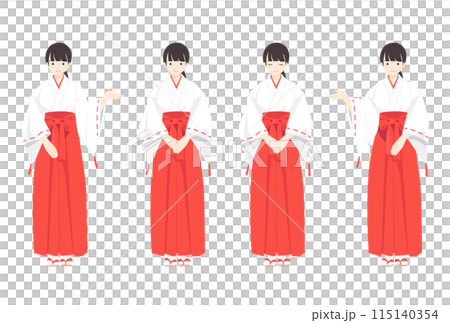 いろいろな神社の巫女さんのイラストセット いろいろな神社の巫女さんのイラストセット 115140354