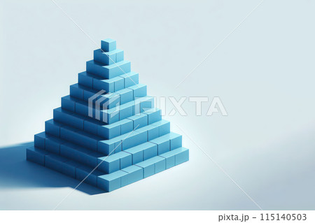 A pyramid built of blocks. Space for text. 115140503