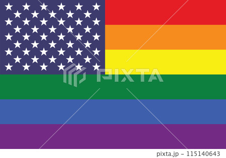 United States of America flag with LGBT rainbow flag. 115140643