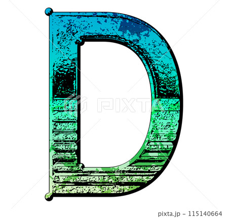 Decorative grunge letter. Custom font. 115140664