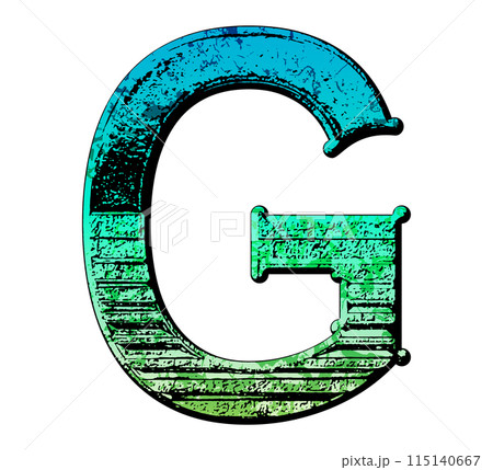 Decorative grunge letter. Custom font. 115140667