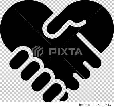 Heart shaped handshake silhouette icon Heart shaped handshake silhouette icon 115140743