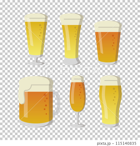 Various types of beer glasses line illustration set 115140835