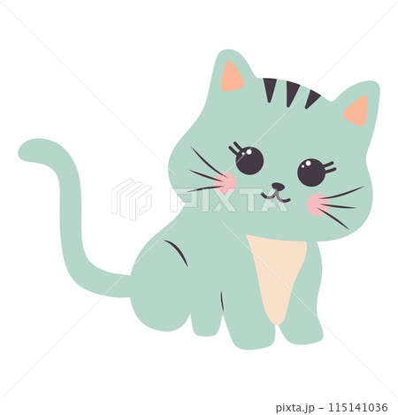 Cute kawaii cat. Cartoon funny kitty character. Vector illustration isolated Cute kawaii cat. Cartoon funny kitty character. Vector illustration isolated 115141036