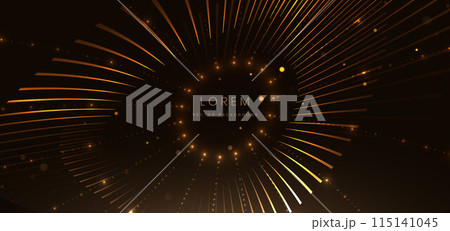 Abstract elegant golden circles lines on dark brown with dot lighting effect. Luxury template award design. 115141045