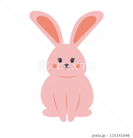 Cute kawaii bunny. Cartoon funny rabbit character. Vector illustration isolated Cute kawaii bunny. Cartoon funny rabbit character. Vector illustration isolated 115141046