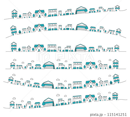 シンプルな街並みラインセット シンプルな街並みラインセット 115141251