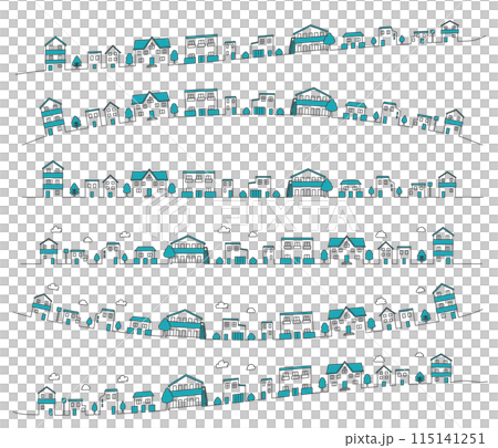 シンプルな街並みラインセット シンプルな街並みラインセット 115141251