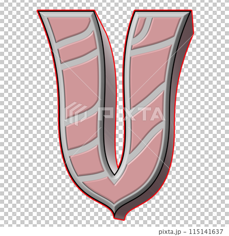 3D rendered illustration. Decorative art letter. Custom font. 115141637