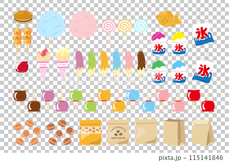 Cute street food sweets illustration set 115141846