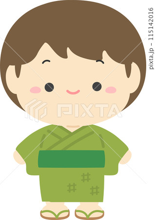 浴衣を着た男の子、日本の夏祭りの人物イラスト素材002 115142016