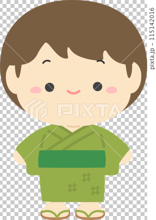 浴衣を着た男の子、日本の夏祭りの人物イラスト素材002 115142016