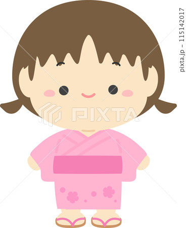 浴衣を着た女の子、日本の夏祭りの人物イラスト素材01 115142017
