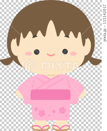 浴衣を着た女の子、日本の夏祭りの人物イラスト素材01 115142017