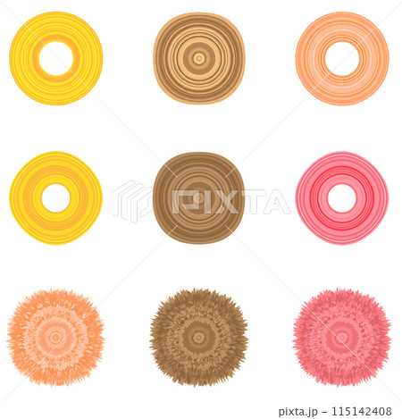 黄色とピンクと茶色とオレンジのバウムクーヘン 黄色とピンクと茶色とオレンジのバウムクーヘン 115142408