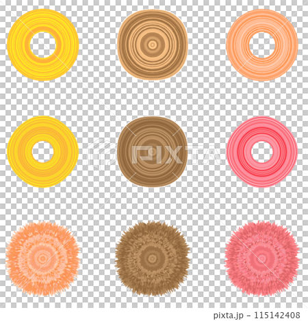 黄色とピンクと茶色とオレンジのバウムクーヘン 黄色とピンクと茶色とオレンジのバウムクーヘン 115142408