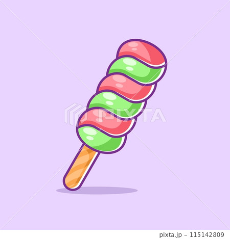 Cute cartoon red and green popsicle 115142809