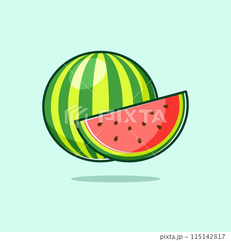 Floating watermelon slice cartoon design Floating watermelon slice cartoon design 115142817
