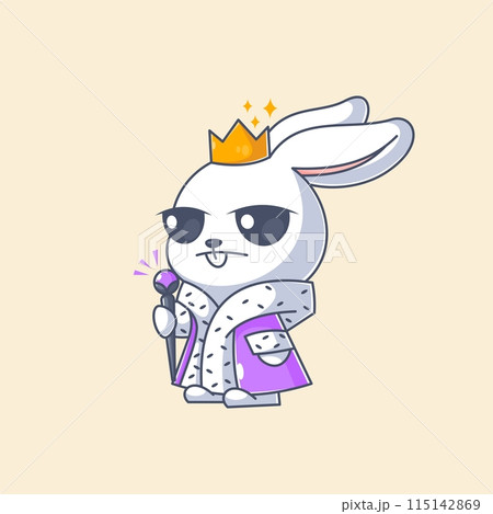 Cute bunny king wearing king clothes and crown 115142869