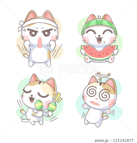 Kitten character with various emotions cartoon Kitten character with various emotions cartoon 115142877