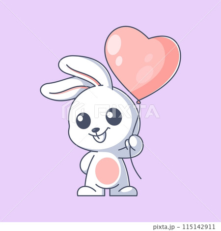 Cute bunny carrying balloons cartoon 115142911