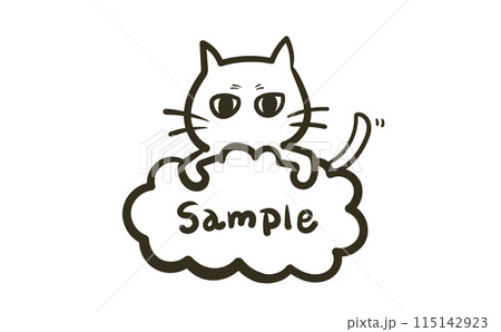 雲に乗ってるつり目な猫の線画イラストのイラスト素材 [115142923] - PIXTA