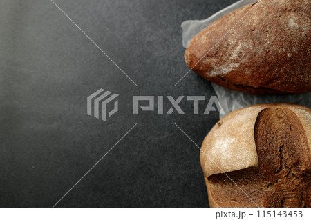 beautiful homemade raisin bread on parchment beautiful homemade raisin bread on parchment 115143453